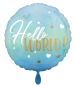 Preview: Folienballon rund - Hello World blau - ø 45cm